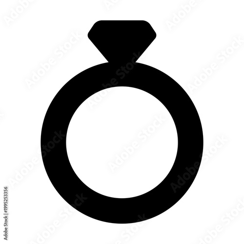 Jewelry Diamond Ring Solid Icon, Luxury Gemstone Symbol, Wedding Engagement Accessory Vector Sign