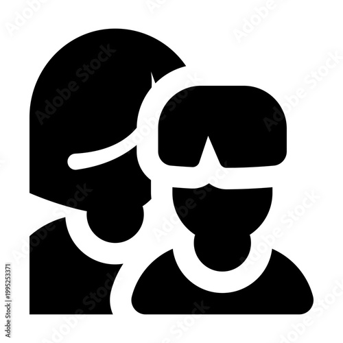 Mother Child Solid Icon, Family Bonding Symbol, Parent Care Sign, Maternal Love Pictogram