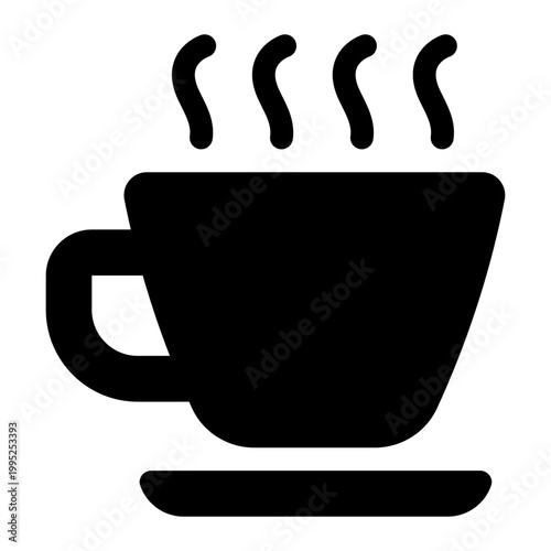 Hot Tea Mug Solid Icon, Beverage Container Symbol, Warm Drink Sign, Coffee Cup Pictogram