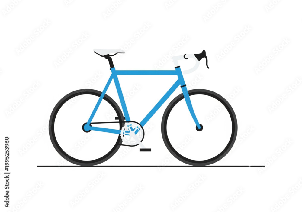 Obraz premium Modern Blue Road Bicycle Flat Vector Illustration Isolated on White Background for Sports and Travel