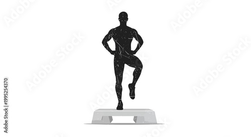 Silhouette of man doing step aerobics on a platform