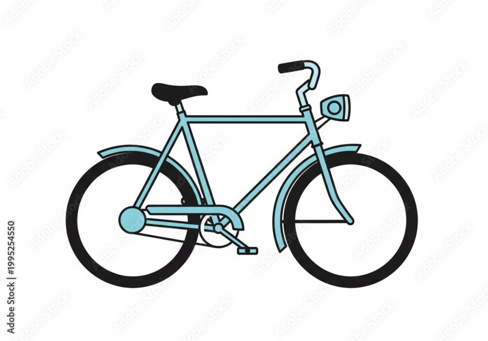 Obraz premium Vintage Blue City Bicycle Illustration Isolated on White Background