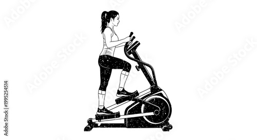 Woman exercising on elliptical machine, fitness, workout, healthy lifestyle