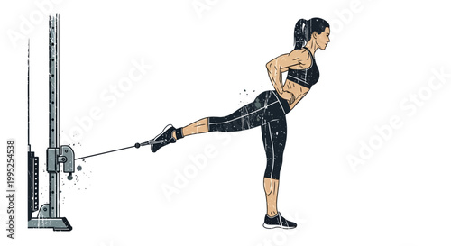 Woman exercising with cable machine for glutes and legs