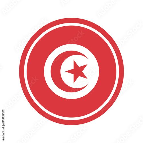 Free Download Tunisia Flag Vector Circular Icon with Red Crescent and Star in White Circle National Symbol for Tunisian Culture and Travel - GFXLoad