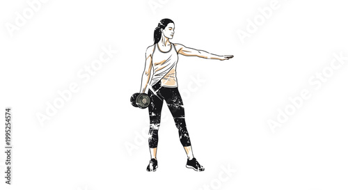 Woman exercising with dumbbell, fitness workout, strength training, healthy lifestyle