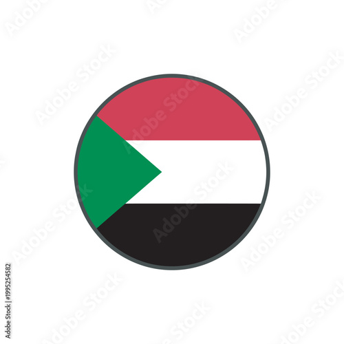 Free Download Sudan National Flag Round Button with Border Official Sudanese Graphic Emblem for Political News Travel and Cultural Identity - GFXLoad