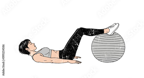 Woman exercising with fitness ball, core strength workout