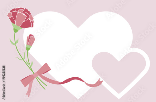 カーネーションとハートの母の日フレーム