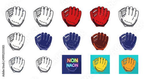 Baseball gloves in various colors.