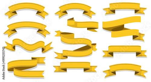 Yellow ribbons in various shapes.