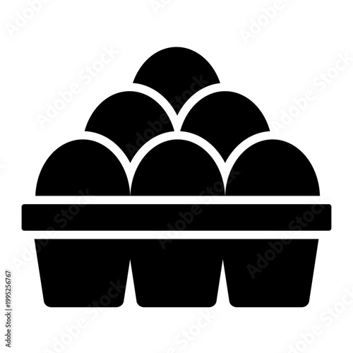 egg carton glyph icon. full egg tray container. grocery store and farm supply. food and retail
