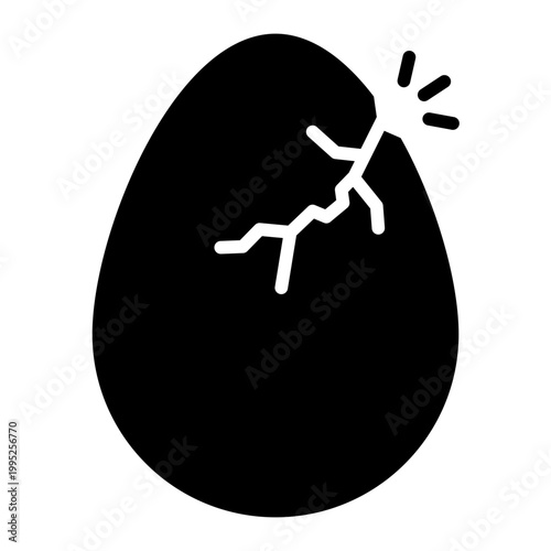 cracked egg glyph icon. broken shell egg. cooking prep and baking use. food and kitchen