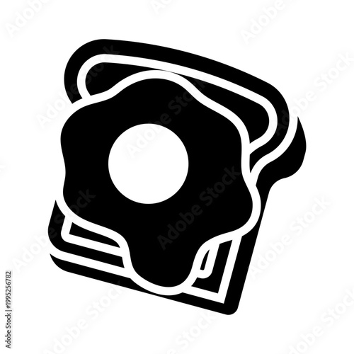 egg toast glyph icon. fried egg on bread slice. breakfast and brunch meal. cafe and food