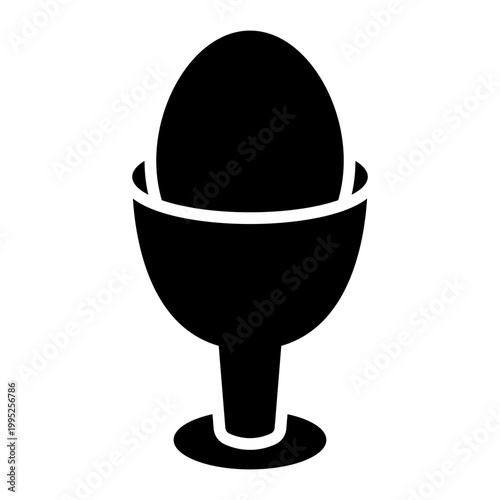 egg cup glyph icon. soft boiled egg in holder. breakfast serving and table setting. food and dining