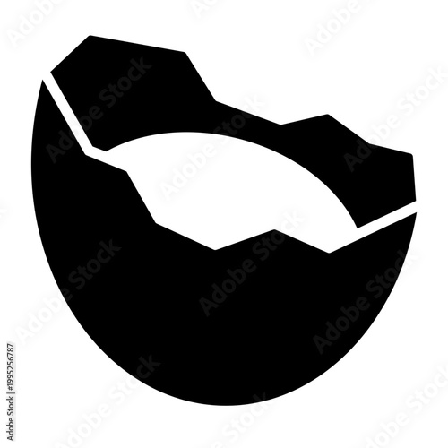 broken egg shell glyph icon. empty cracked shell half. cooking and waste. food and kitchen prep
