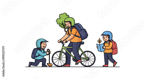 Family Cycling Together, Delivering Groceries, Enjoying a Fun Day.