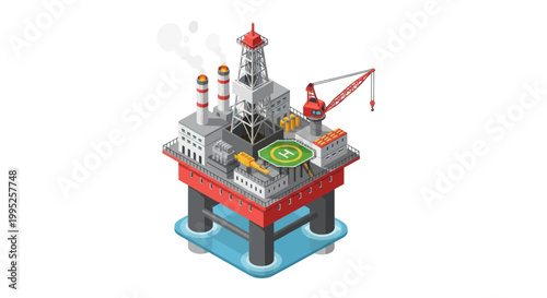 Offshore Oil Rig Platform Extracting Petroleum from Ocean Bed.