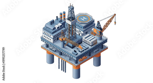 Offshore Oil Rig Platform for Petroleum Production and Energy Extraction.