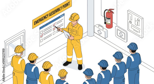 Safety Officer Explaining Emergency Procedures to Workers.