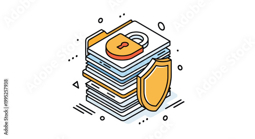 Secure Document Folder with Padlock and Shield Icon.