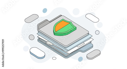 Фотография Secure Document Folder with Shield Icon Illustrating Data Protection