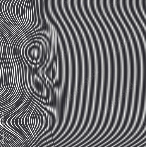 Fotografie An abstract ribbed or densely striped surface with a wavy distortion towards the edge