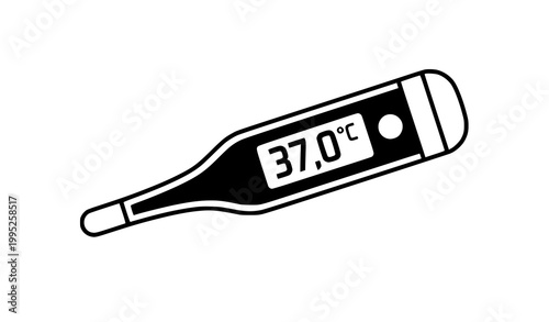 Simple Digital Thermometer Line Icon Medical Temperature Device Vector Illustration