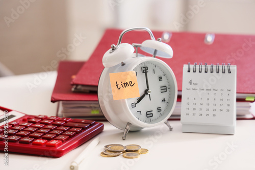Alarm clock with word TIME,...