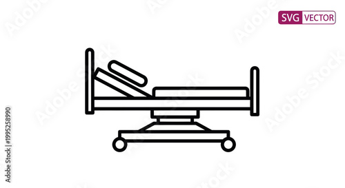 Hospital Bed Icon - Medical Equipment Line Art