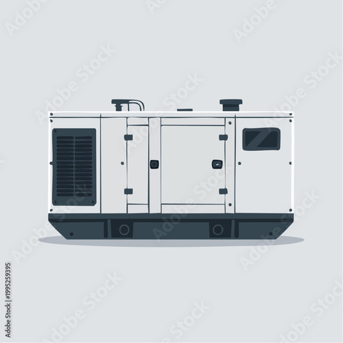 Industrial diesel generator side view technical illustration
