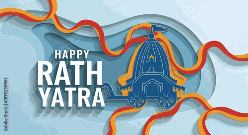 Paper cut illustration of temple chariot for Rath Yatra festival