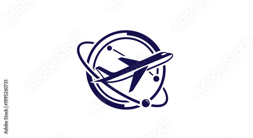 Global Air Travel Concept with Airplane Circling the Earth