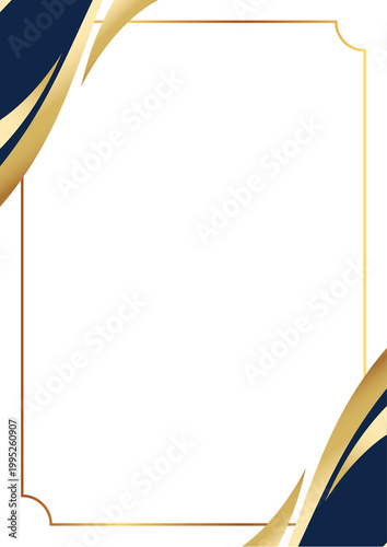 Elegant gold frame with navy blue accents on white background for luxury designs