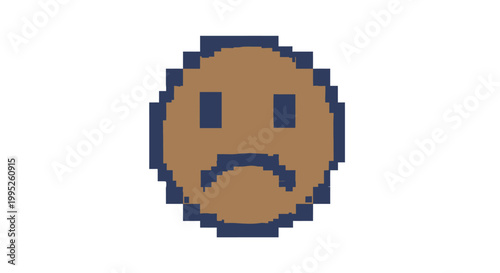 Sad Pixel Face Emoticon.