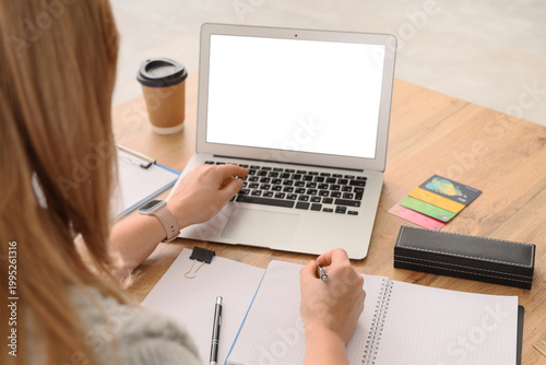Female bank manager working...