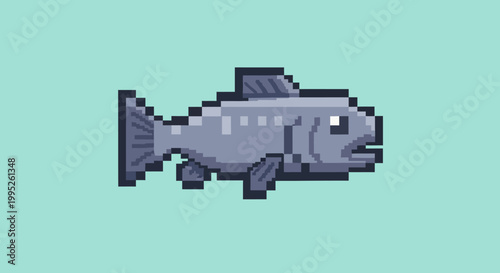 Pixel Art Fish Image.