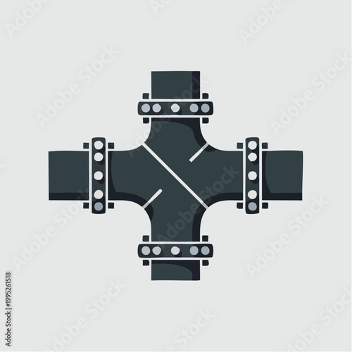 dark gray industrial pipe flange connection diagram