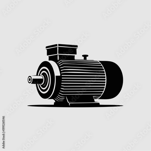Black and white illustration of industrial electric motor