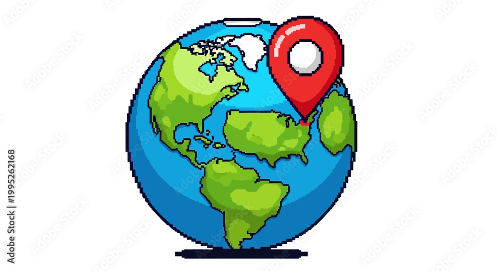 Obraz premium Globe with Red Pin.