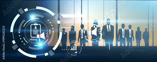 AI-Powered Hiring and Recruitment Icon with Smart Talent Selection and Candidate Screening System