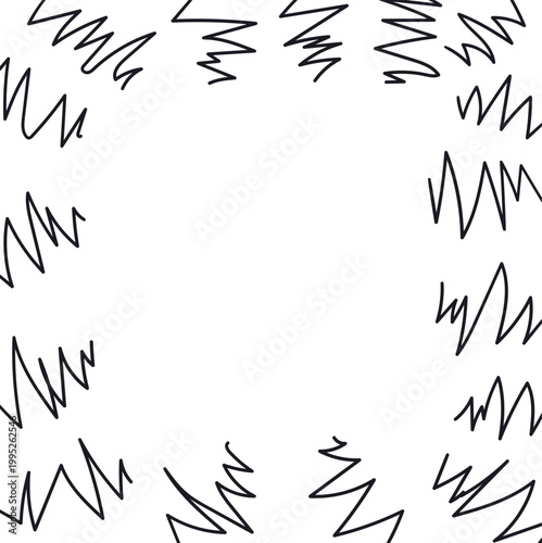 There are angular lines along the edges of the image that simulate springs.