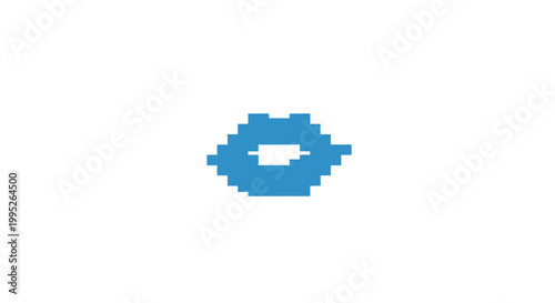 Blue Pixelated Lips Closeup.
