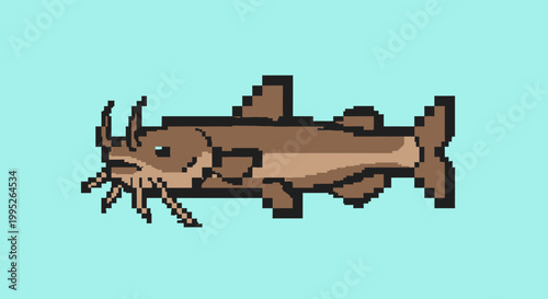 Brown Catfish Pixel Art.