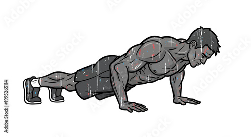 Fit man doing push-ups, fitness, exercise, workout, strength training, bodybuilder