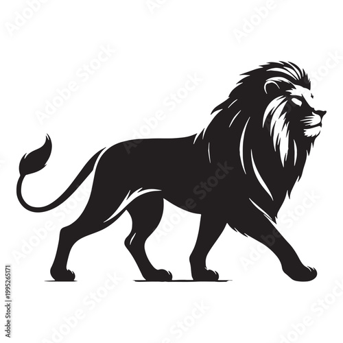 Majestic Lion Silhouette in Golden Sunset Wild African Savannah King of Jungle Powerful Predator Elegant Outline Nature Wildlife Art Minimalist Design Black Shadow Roaring Strength Courage Beauty.