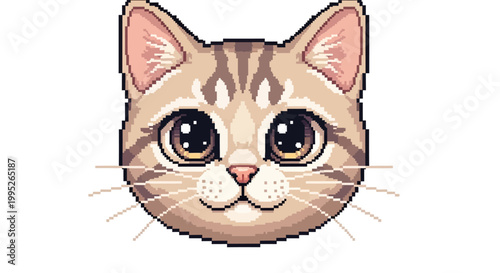 Cute Cartoon Cat Face.