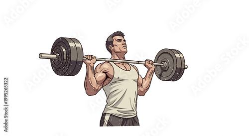 Man lifting heavy barbell, strength training, fitness, weightlifting