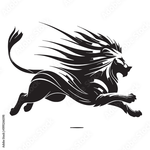Majestic Lion Silhouette in Golden Sunset Wild African Savannah King of Jungle Powerful Predator Elegant Outline Nature Wildlife Art Minimalist Design Black Shadow Roaring Strength Courage Beauty.