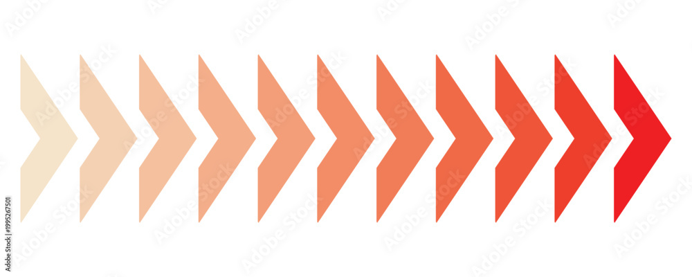 Fototapeta premium Red dynamic moving arrow directional symbol. Arrow direction quadruple multiple forward move next graphic design. Vector illustration. Eps10.